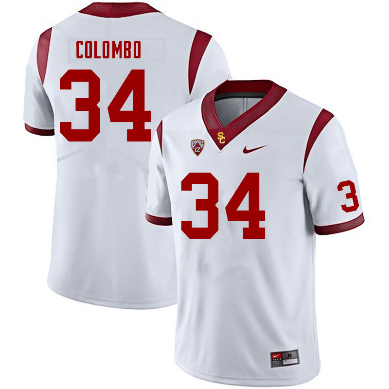 Men #34 Matt Colombo USC Trojans College Football Jerseys Sale-White